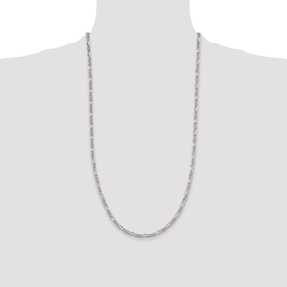 Sterling Silver Rhodium-plated 3.5mm Figaro Chain