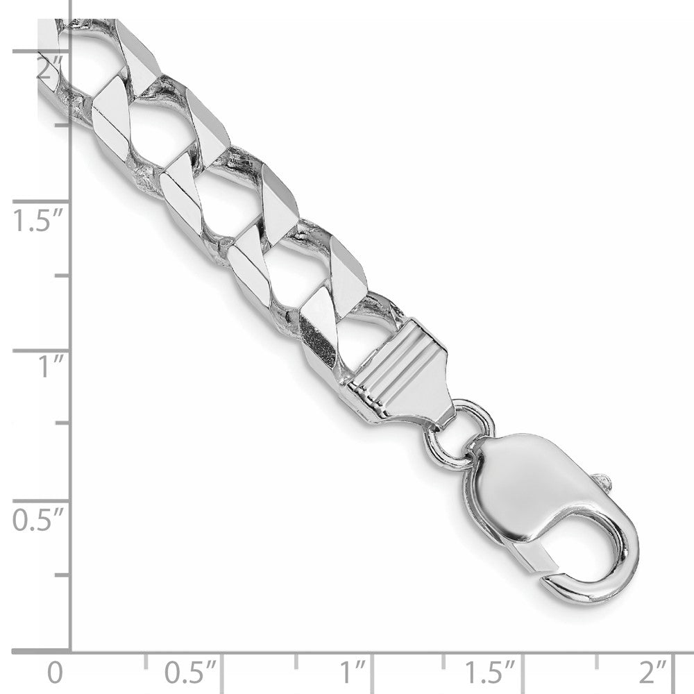 Sterling Silver Rhodium-plated 8.6mm D/C Square Curb Chain