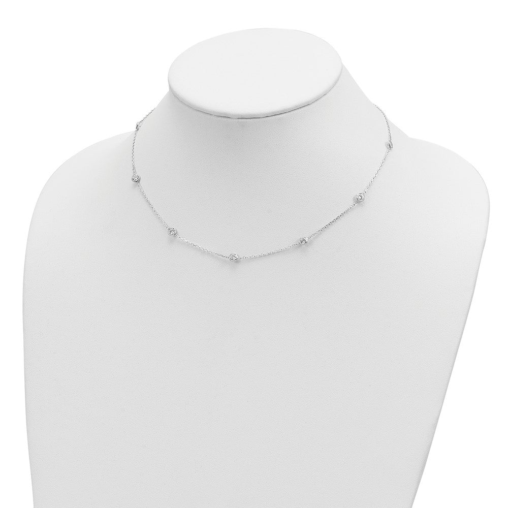 Sterling Silver 18 Inch w/2 in ext. 9-Station CZ Necklace