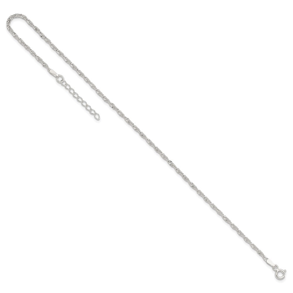 Sterling Silver 9 in Singapore Plus 1in ext. Chain Anklet