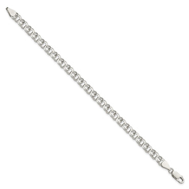 Sterling Silver 6mm Double Link Charm Bracelet