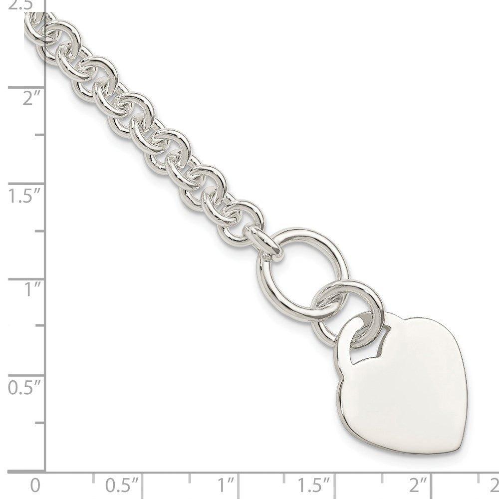 Sterling Silver Polished Engraveable Heart Bracelet