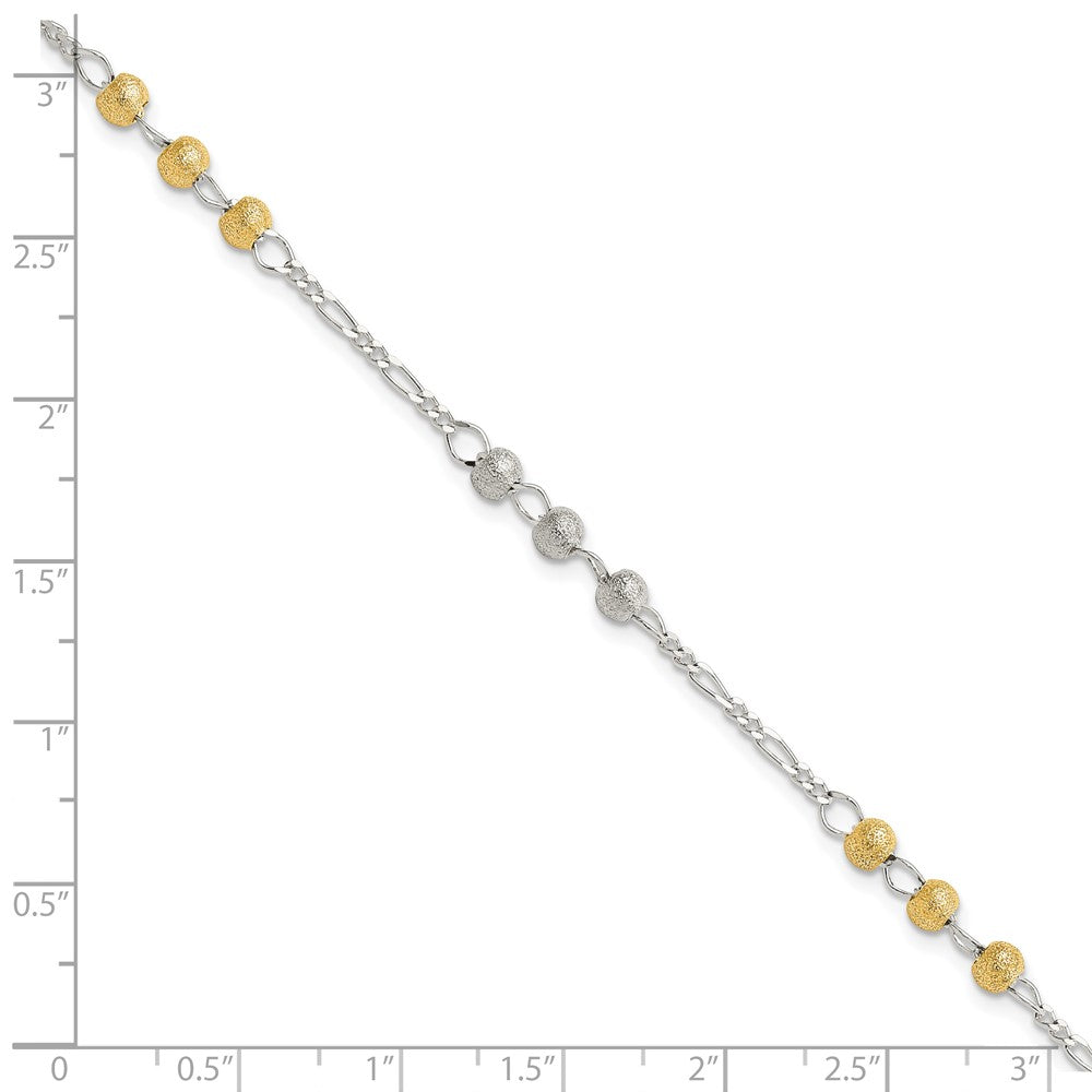 Sterling Silver Gold-plated Textured Beaded Bracelet