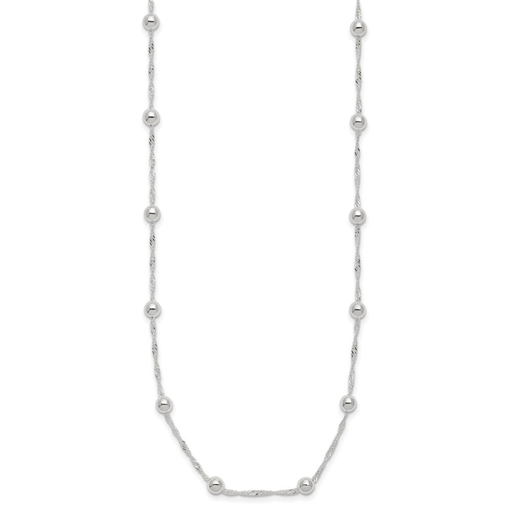 Sterling Silver Polished Beaded 16in Necklace