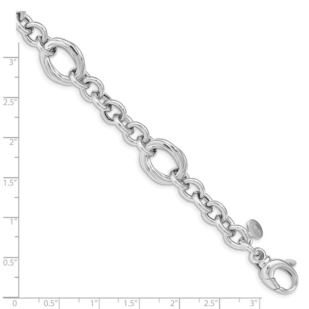 Sterling Silver Rhodium Plated Polished Link Bracelet
