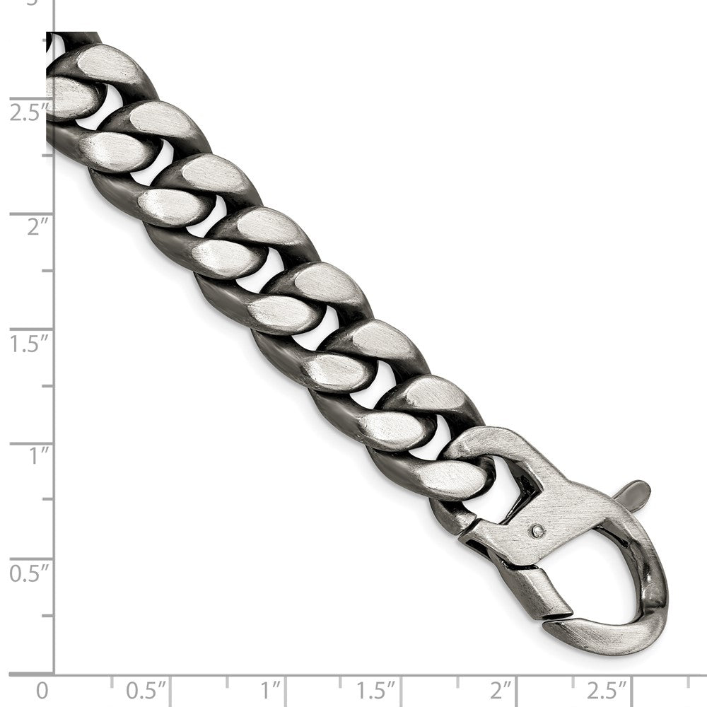 Sterling Silver Ruthenium/Antiqued Brushed Curb Link Bracelet