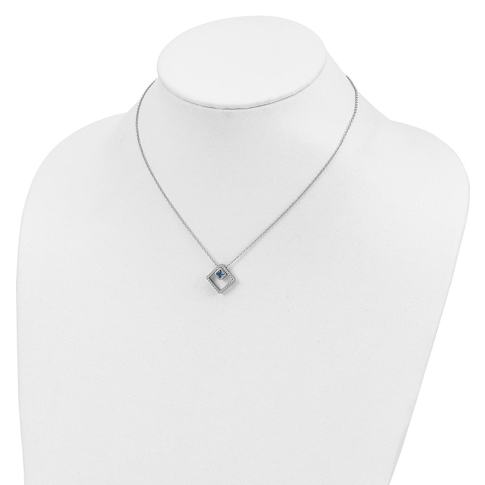Sterling Silver RH-plated 5mm CZ and Spinel w/1in. Ext. Necklace