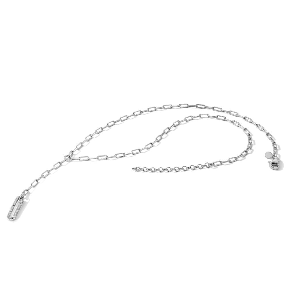 Sterling Silver Rhod-plated Paperclip Link CZ 16in w/1.75in ext. Necklace