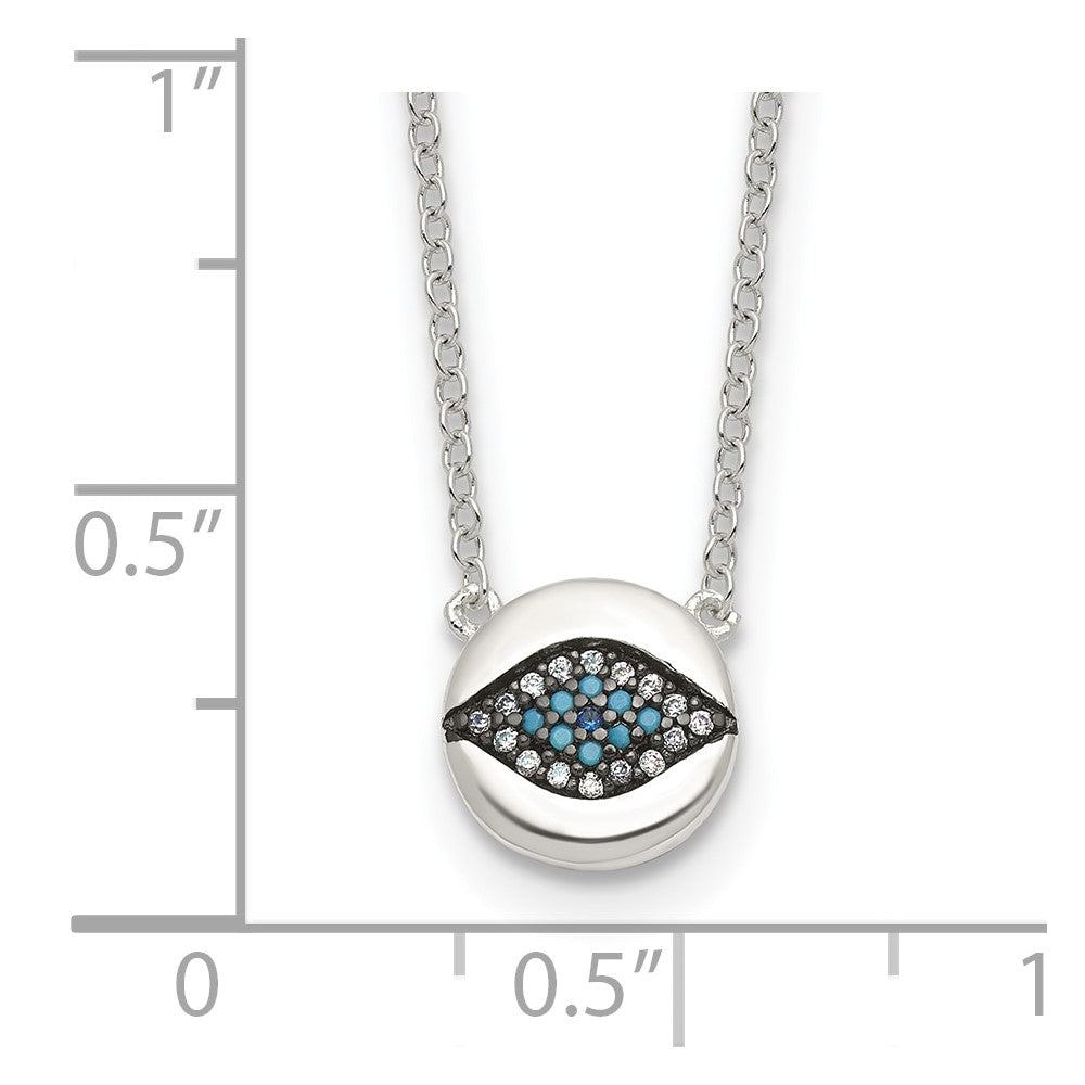 SS Multi Color CZ Evil Eye 16in w/2in ext Necklace