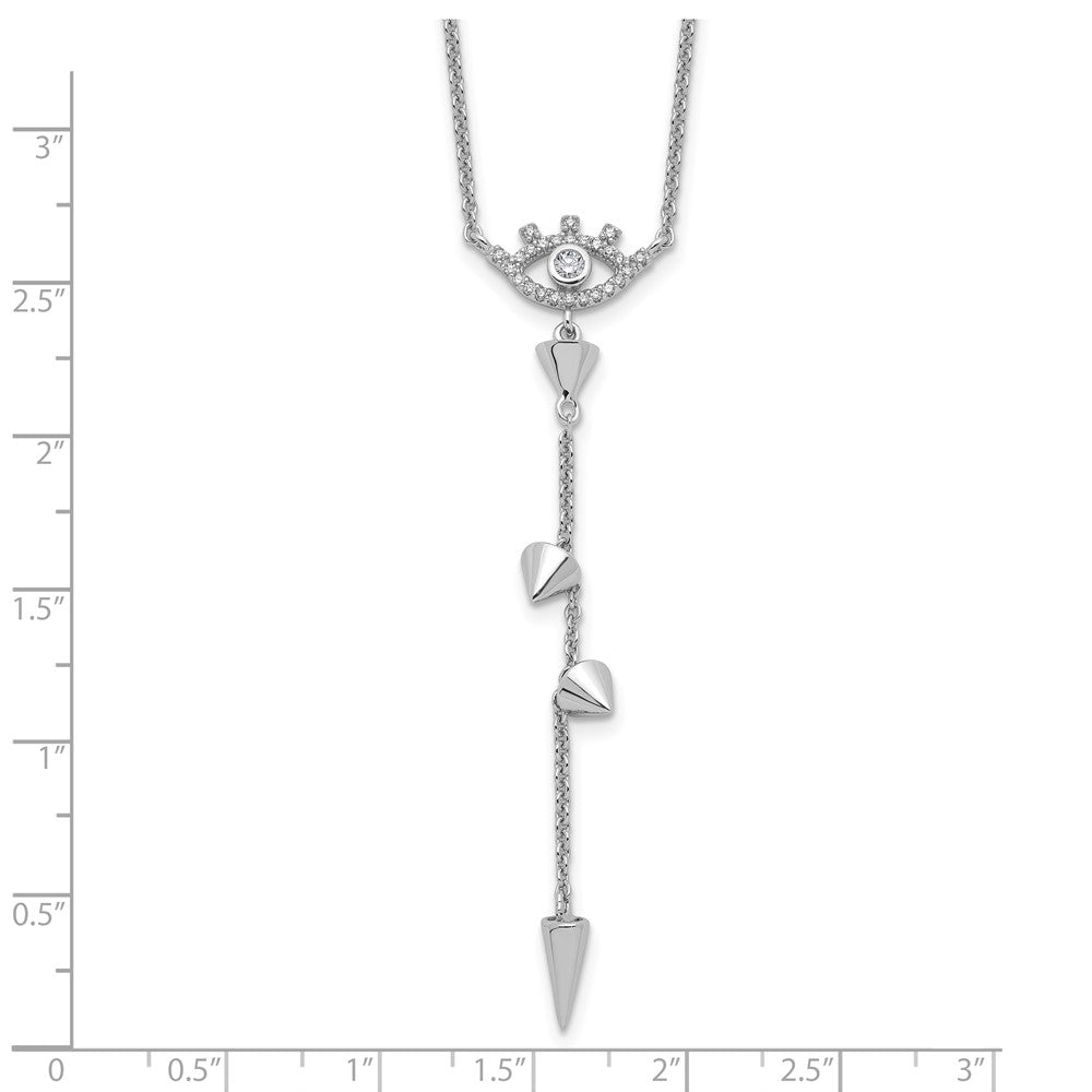 Pure Fire Sterling Silver Rhod-plated Evil Eye CZ 18in w/2in ext Necklace