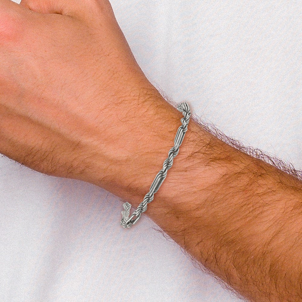 Sterling Silver Antiqued 8in Milano / Figaro Men's Bracelet