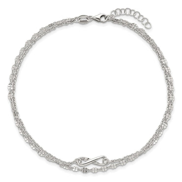 Sterling Silver Polished Infinity 2-Strand 9in Plus 1in Ext Anklet