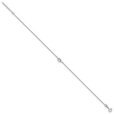 Sterling Silver RH-plated Polished Knot 9in Plus 1in Ext Anklet
