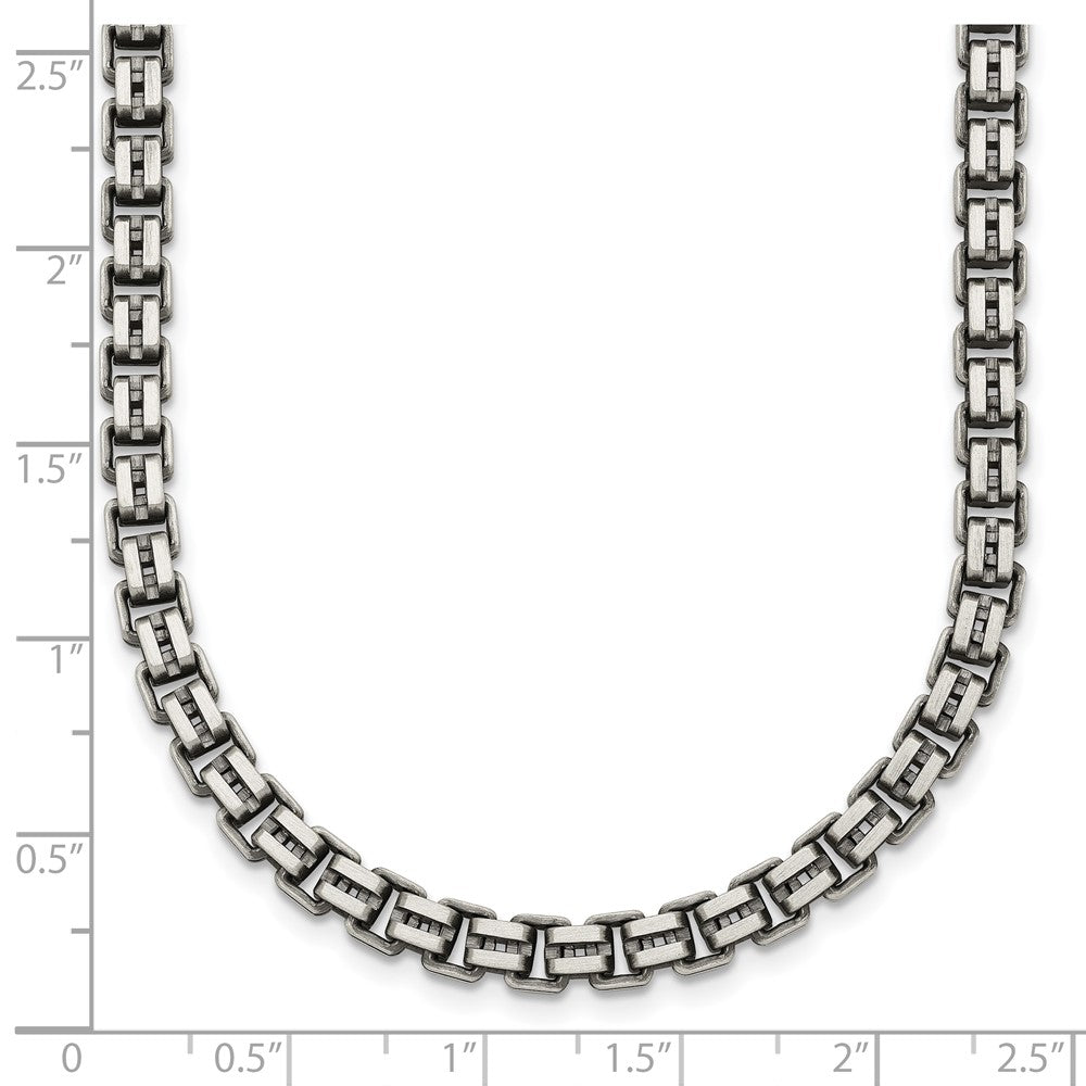 Sterling Silver Antiqued Brushed Fancy Box Link 5mm 19.75in Necklace