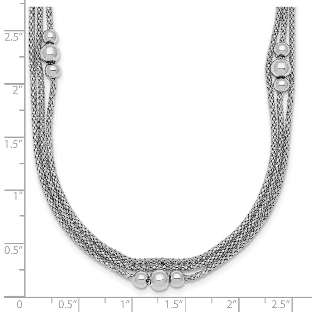 Sterling Silver Rhodium-plated Three Strand 17in w/1in ext. Necklace