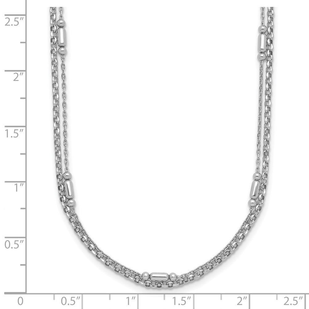 Sterling Silver Rhodium-plated Polished 2-strand 16 w/2in ext Necklace