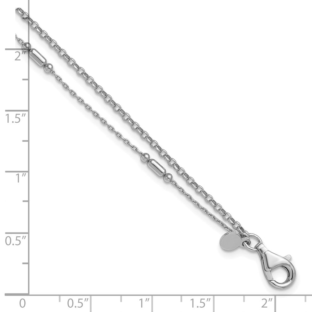Sterling Silver Rhodium-plated Polished 2-strand 7 w/1in ext Bracelet