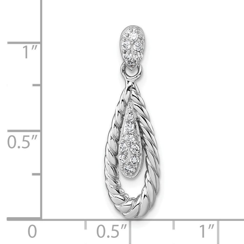 Sterling Silver Rhodium-plated Polished CZ Teardrop Pendant