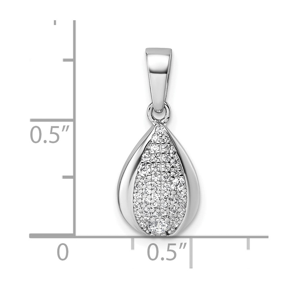 Sterling Silver Rhodium-plated CZ Teardrop Pendant