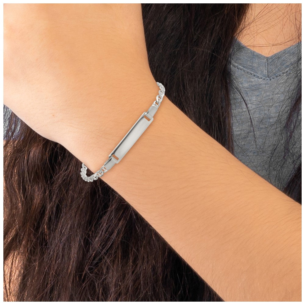 Sterling Silver Polished Anchor Link Children's 6 Inch ID Bracelet