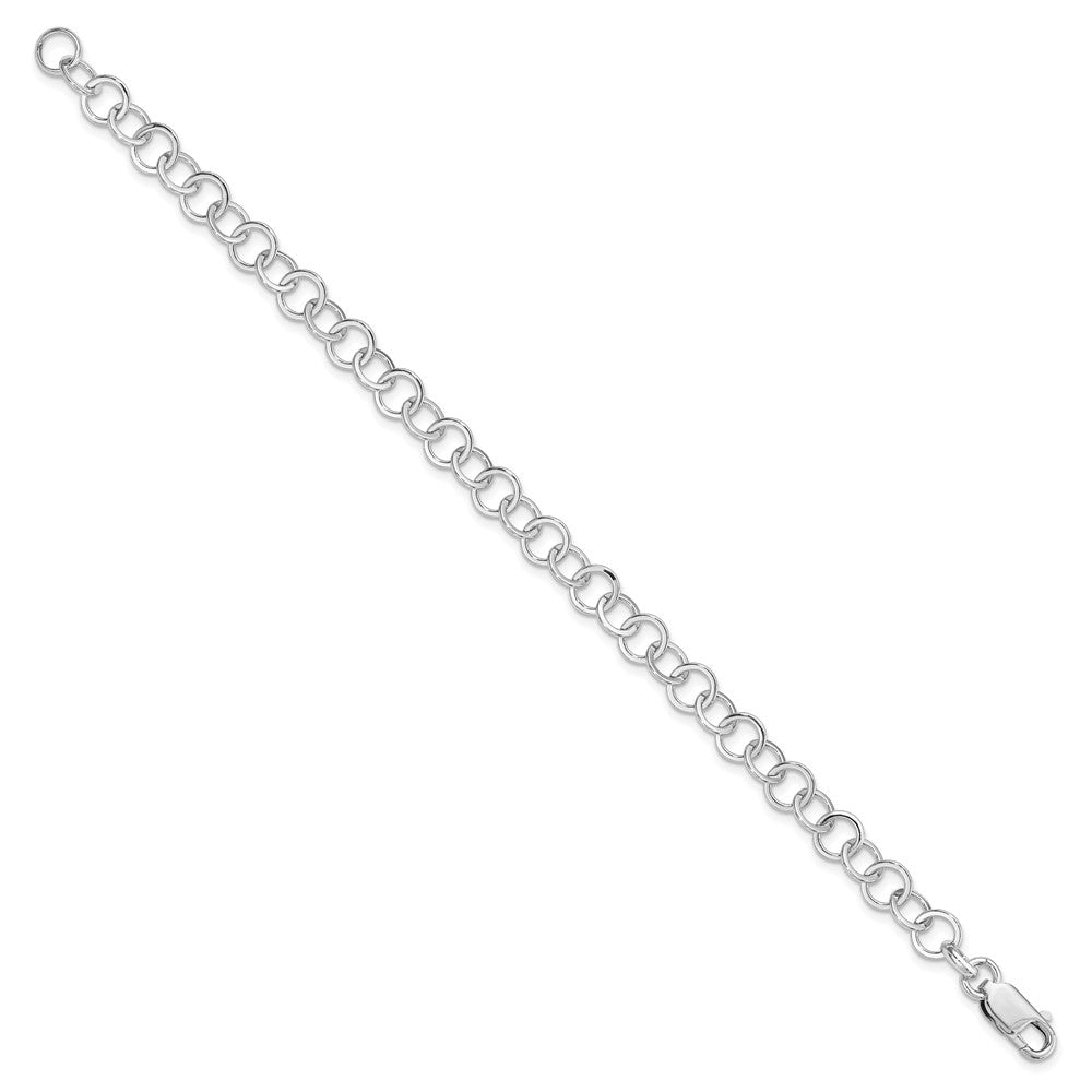 Sterling Silver Amore La Vita Rhod-pl 8.5 inch Fancy Link Charm Bracelet