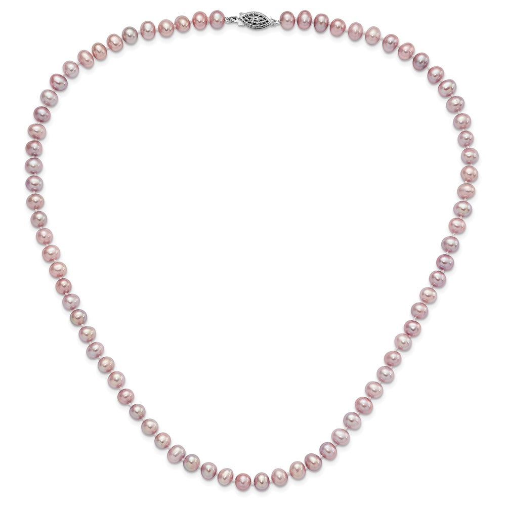 Sterling Silver Rh-plated 6-7mm Purple FW Cultured Pearl Necklace