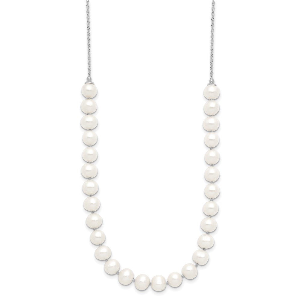 Sterling Silver RH 7-8mm White FWC Pearl Earring/Necklace Set