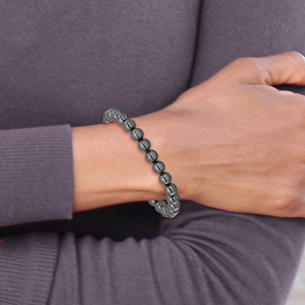 Hematite 7mm Beaded Stretch Bracelet