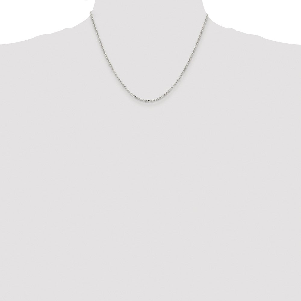 Sterling Silver Rhodium-plated 2.2mm Diamond-cut Rolo Cable Chain