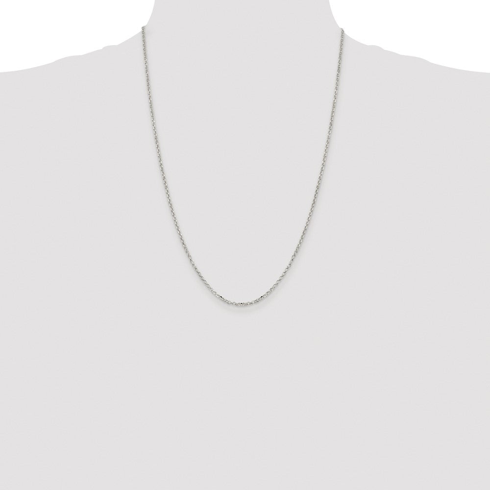 Sterling Silver Rhodium-plated 2.2mm Diamond-cut Rolo Cable Chain