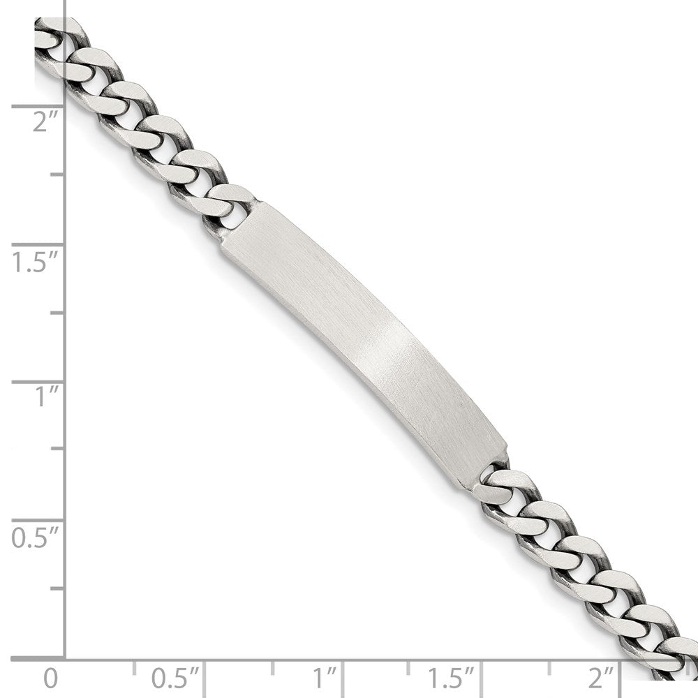 Sterling Silver 8inch Engraveable Antiqued Curb Link ID Bracelet