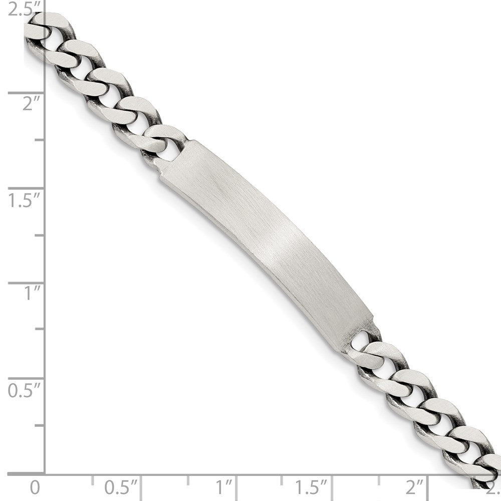 Sterling Silver 7inch Engraveable Antiqued Curb Link ID Bracelet