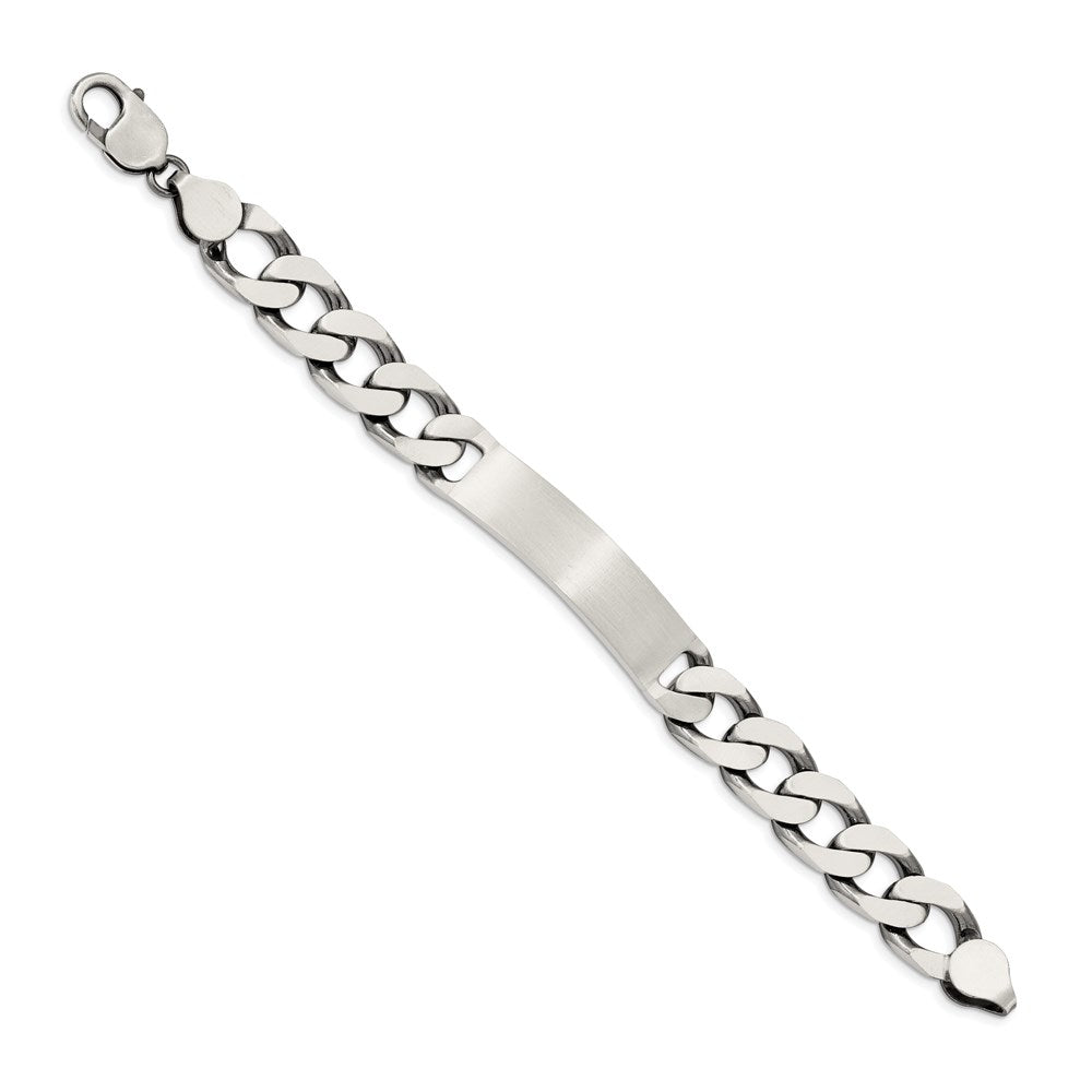 Sterling Silver 8.5inch Engraveable Antiqued Curb Link ID Bracelet