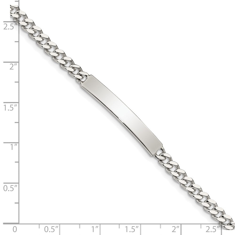Sterling Silver 8inch Polished Engraveable Curb Link ID Bracelet