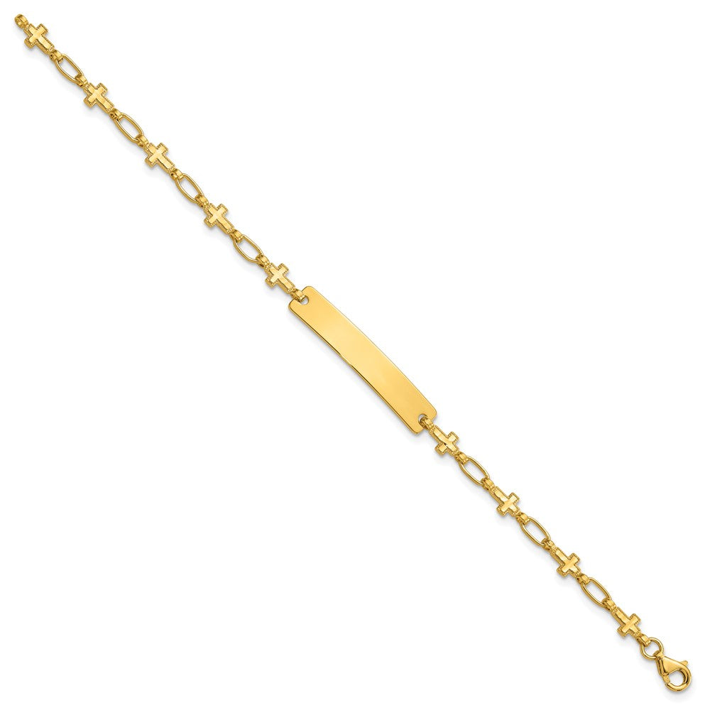 Sterling Silver Gold-plated 6.25 inch Cross Children's ID Bracelet