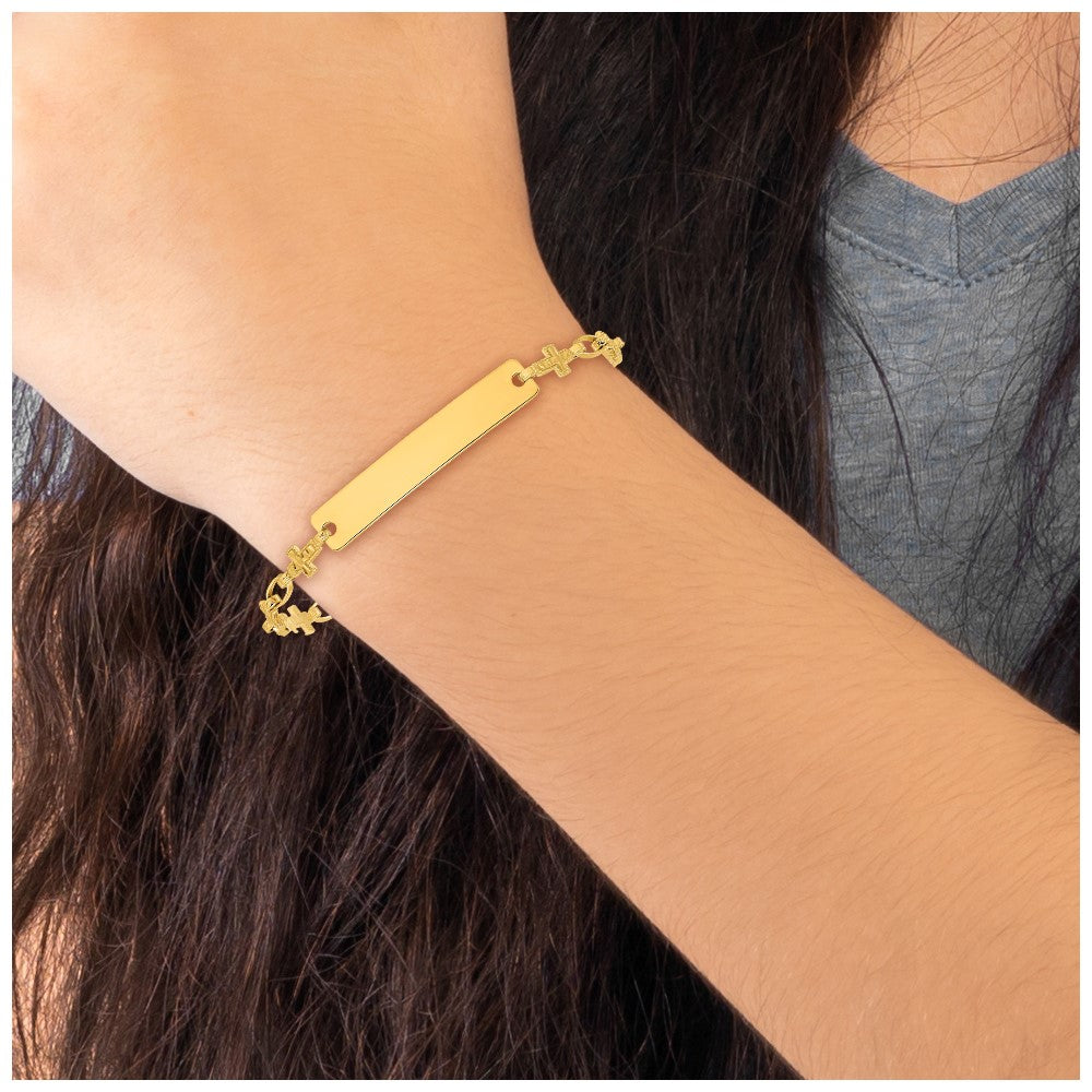 Sterling Silver Gold-plated 6.25 inch Cross Children's ID Bracelet