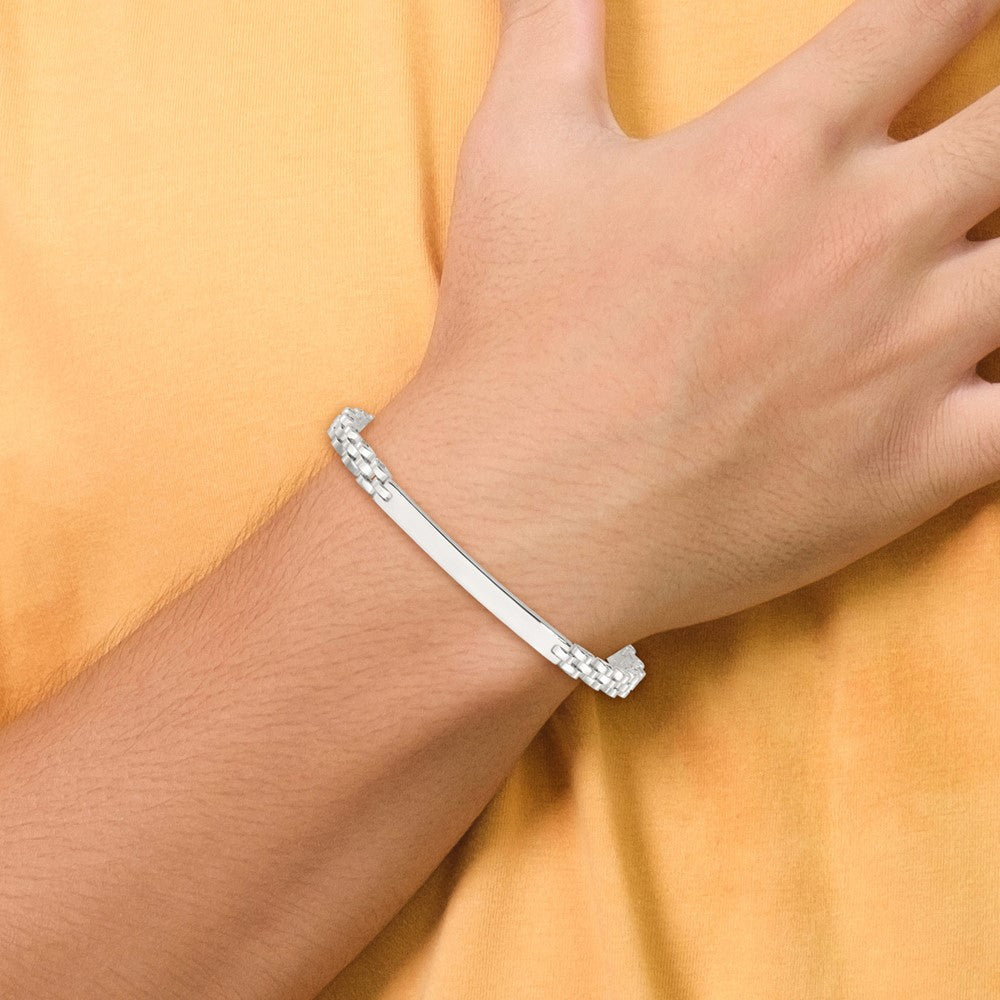 Sterling Silver Polished 8in Men's ID Bracelet