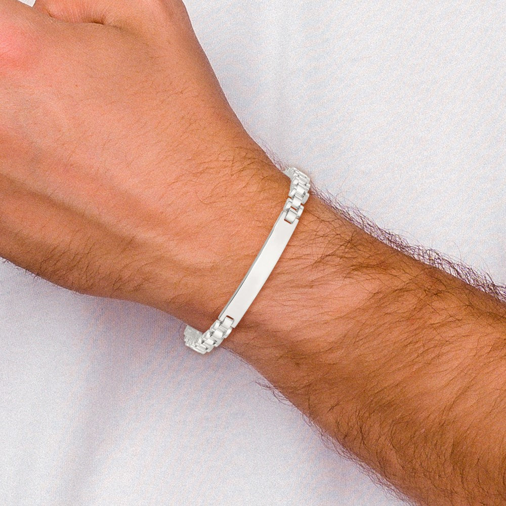 Sterling Silver Polished 8in Men's ID Bracelet