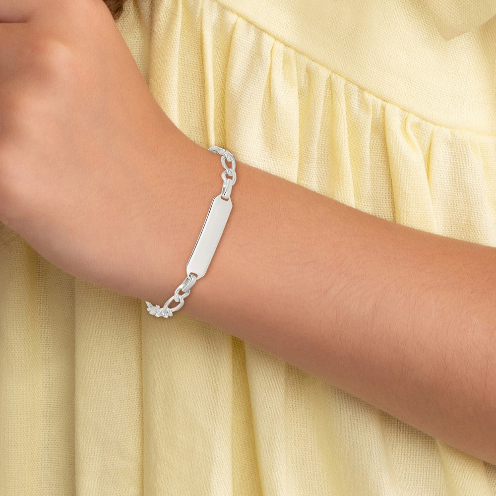 Sterling Silver 6inch Polished Engraveable Childrens ID Bracelet