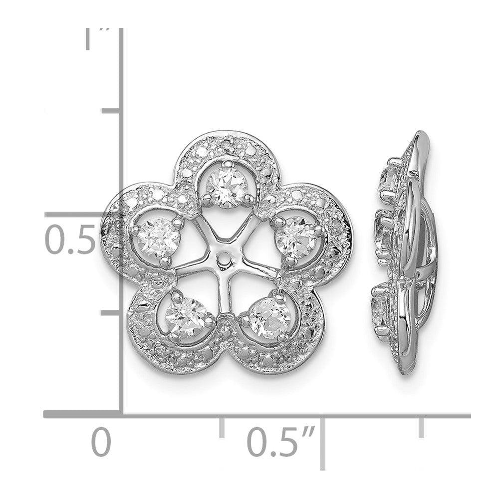 Sterling Silver Rhodium Diam. & White Topaz Earring Jacket