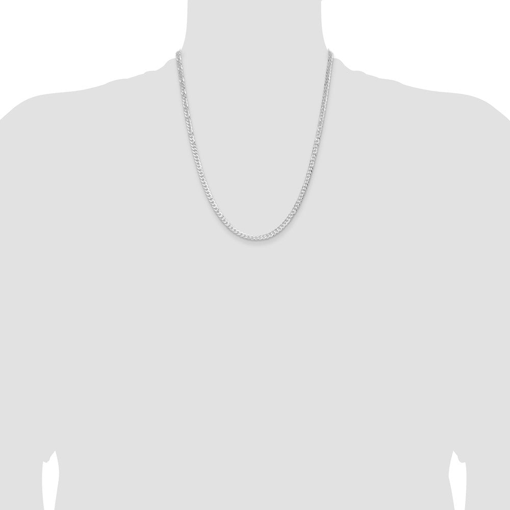 Sterling Silver Rhodium-plated 3.8mm Flat Curb Chain