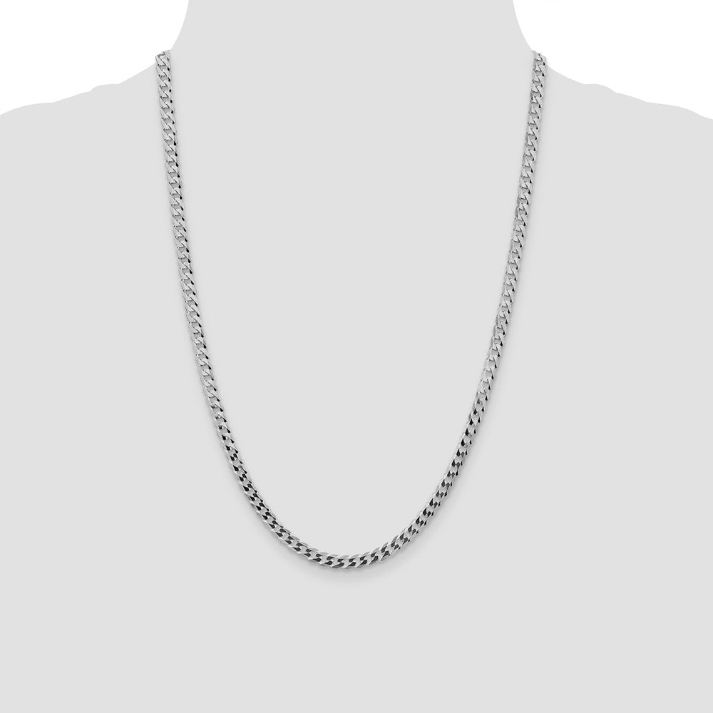 Sterling Silver Rhodium-plated 4.7mm Flat Curb Chain
