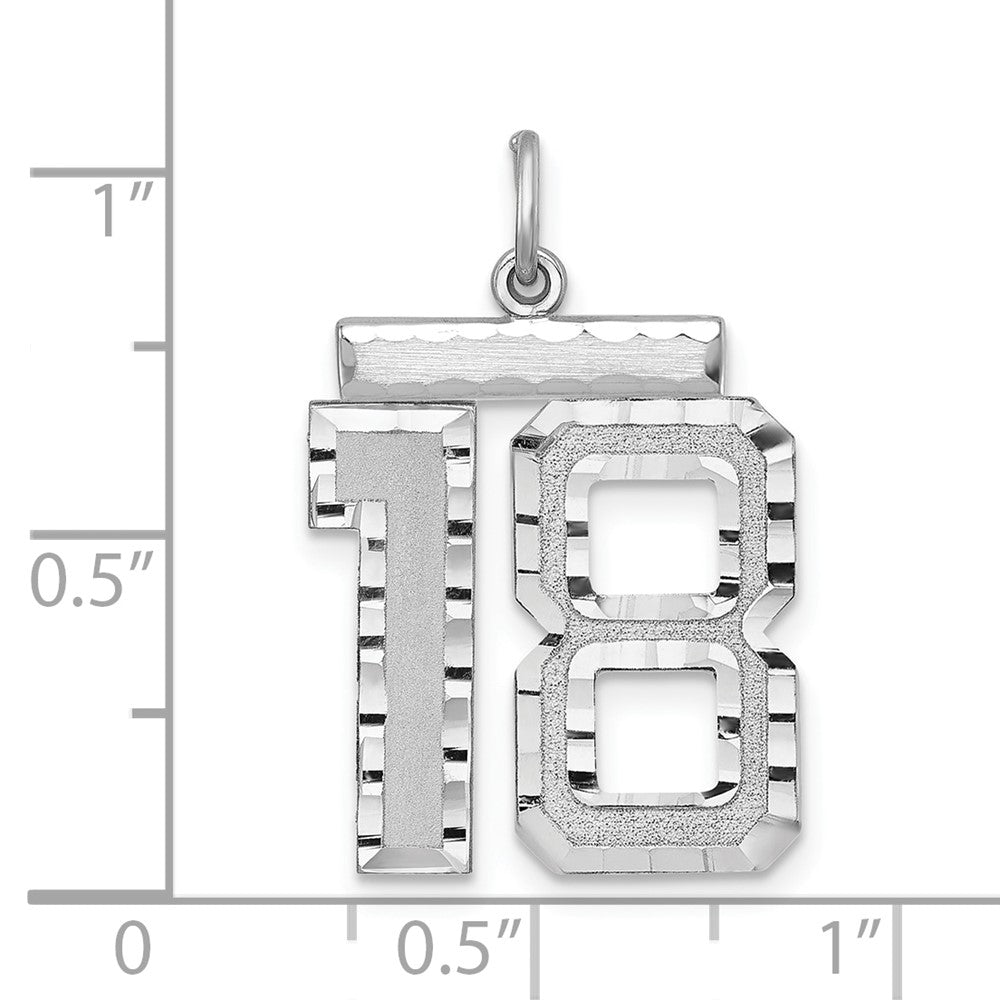 Sterling Silver Rhodium-plated Large #18 Charm