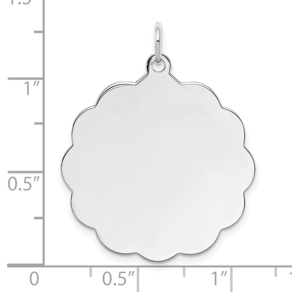 Sterling Silver Rh-plt Engraveable Polished Front/Satin Back Disc Charm