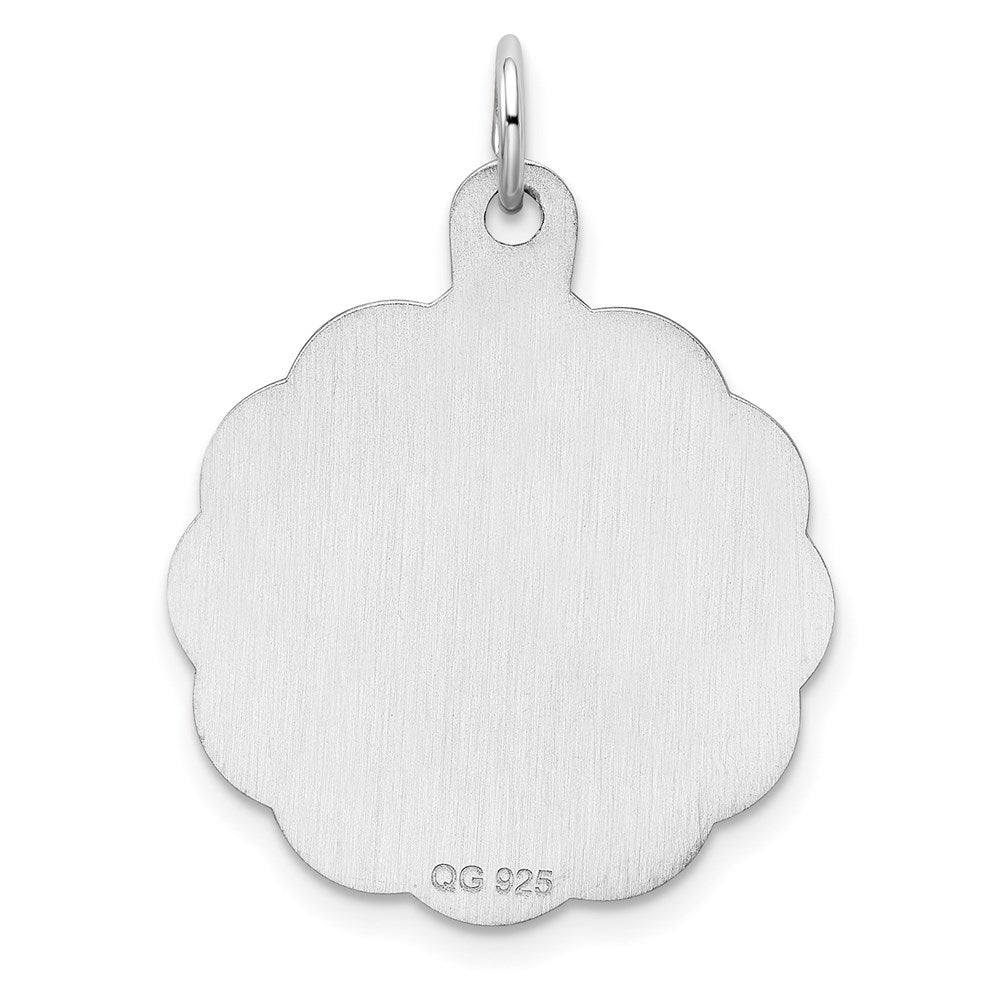 Sterling Silver Rh-plt Engraveable Polished Front/Satin Back Disc Charm