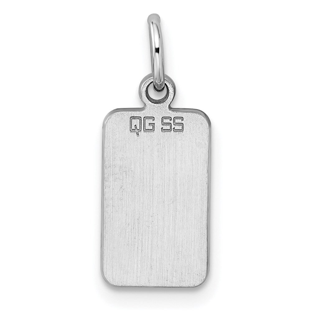 SSilver Rh-plt Engravable Rectangle Polished Front/Satin Back Disc Charm