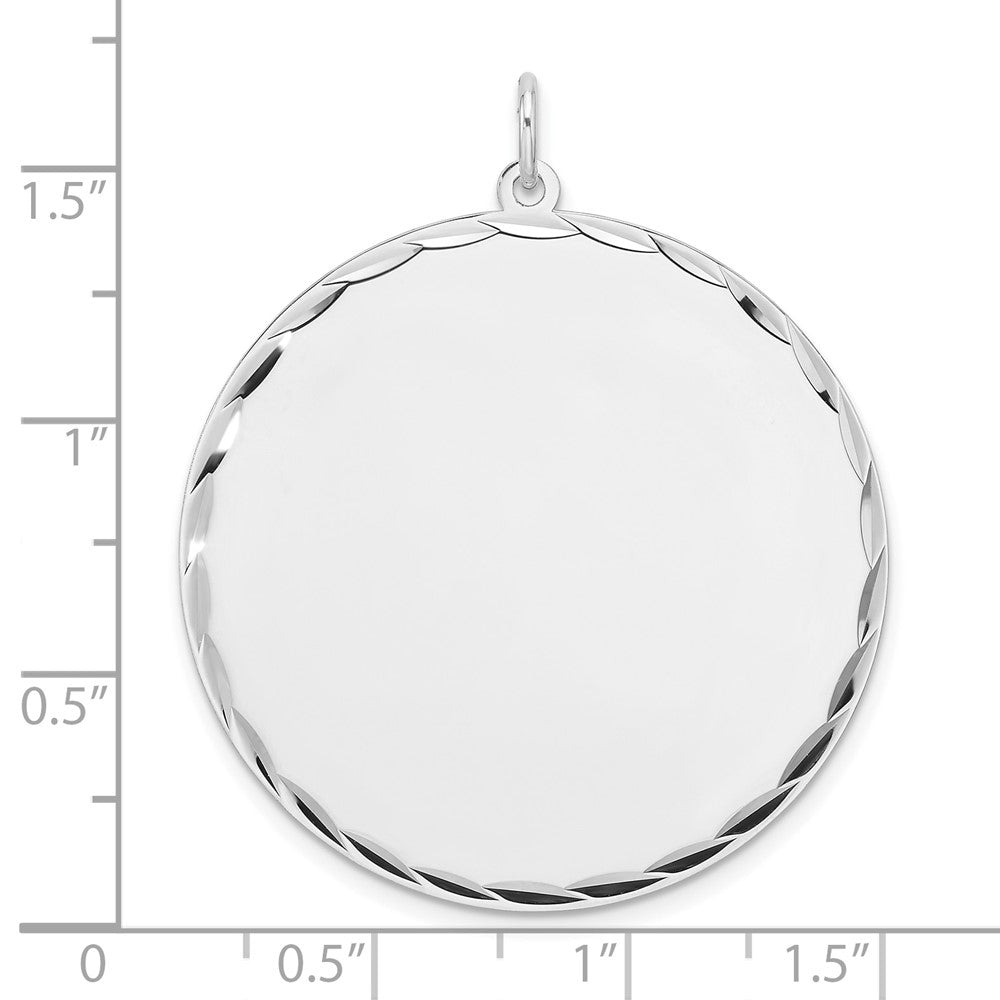 Sterling Silver Rhod-plated ENG. Round Polished Front/Back Disc Charm