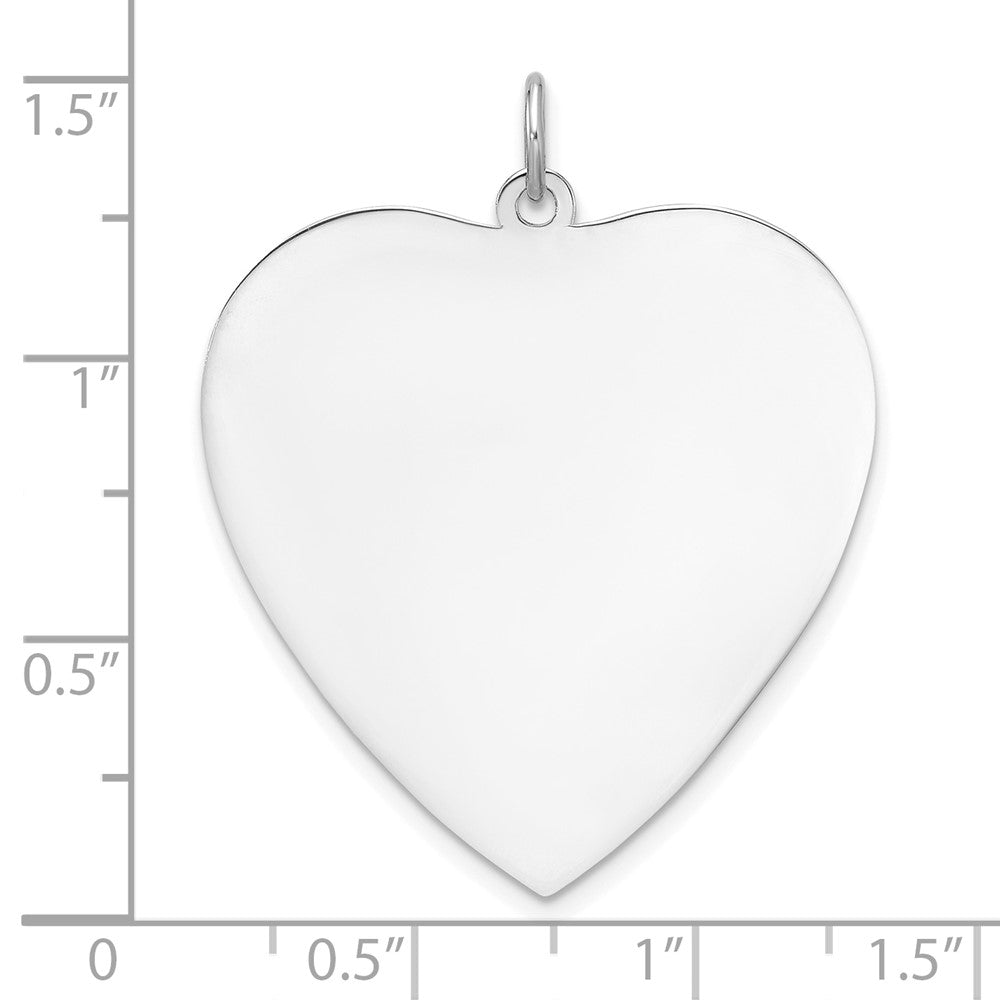 Sterling Silver Rh-plt Engraveable Heart Polished Front/Back Disc Charm