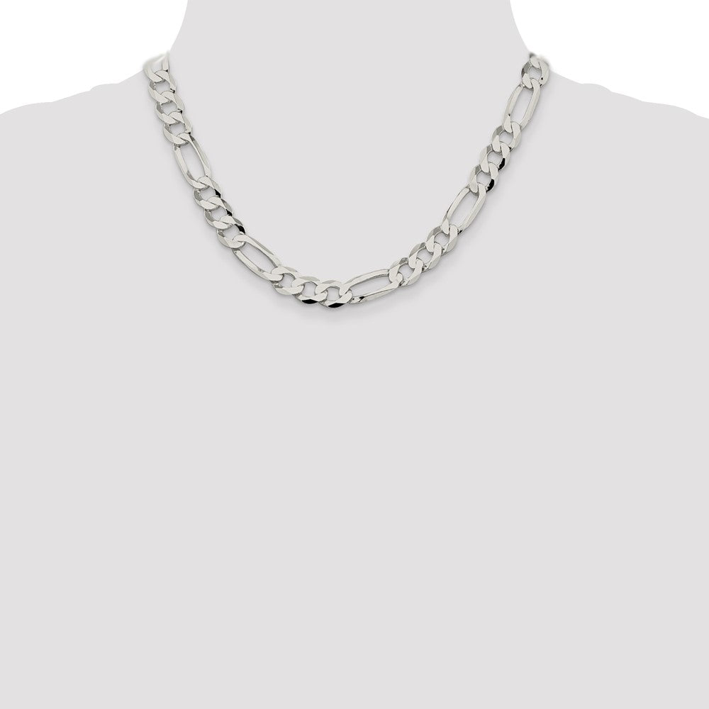 Sterling Silver 9.7mm Lightweight Flat Figaro Chain