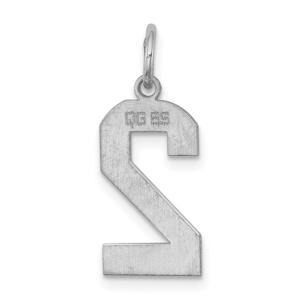 Sterling Silver/Rhodium-plated Polished Number 2 Charm